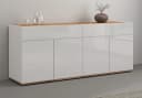 OTTO HOME Sideboard Garda 4 Türen Weiß Hochglanz Eiche wotan Bild 2
