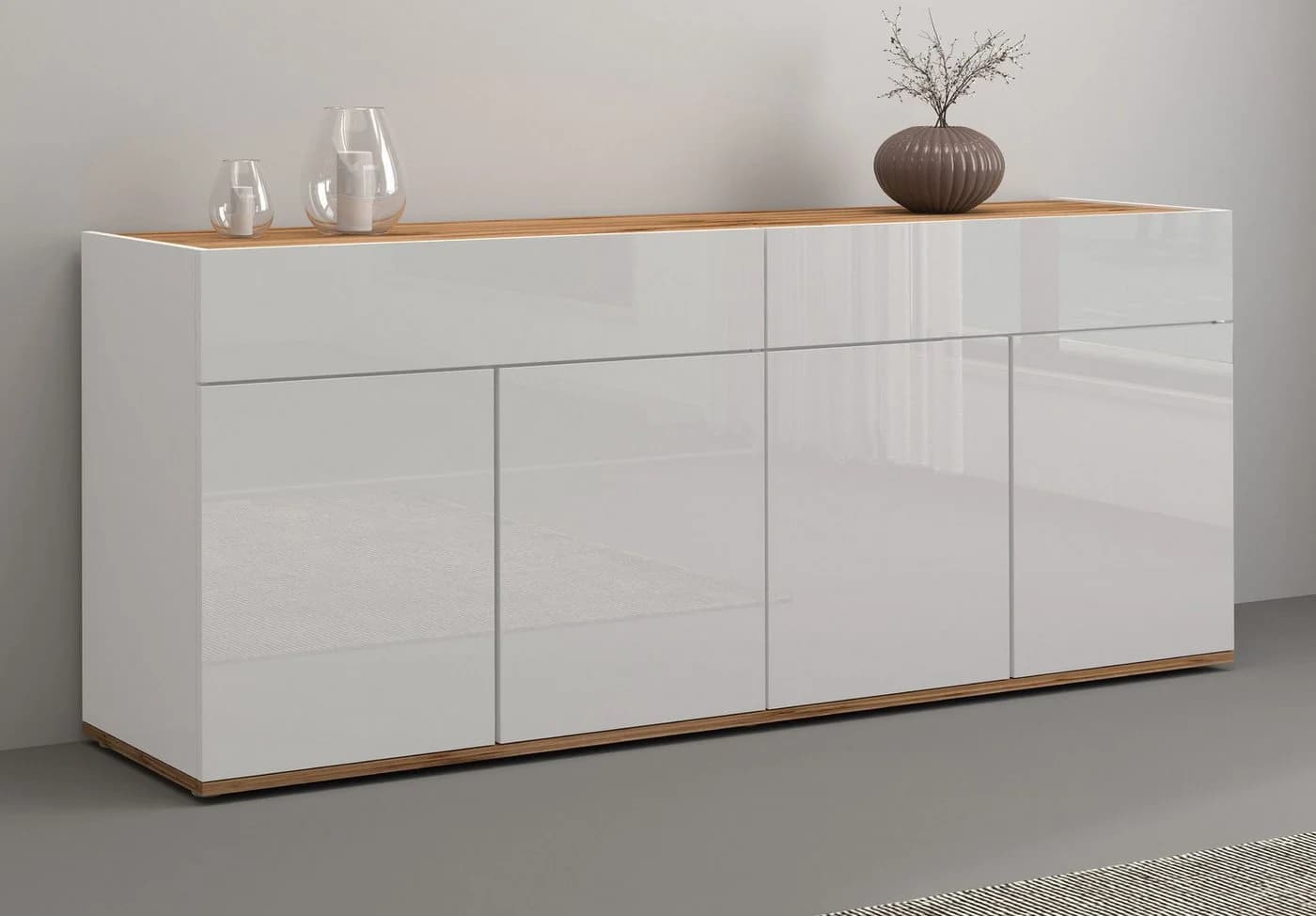 OTTO HOME Sideboard Garda 4 Türen Weiß Hochglanz Eiche wotan - Bild 2