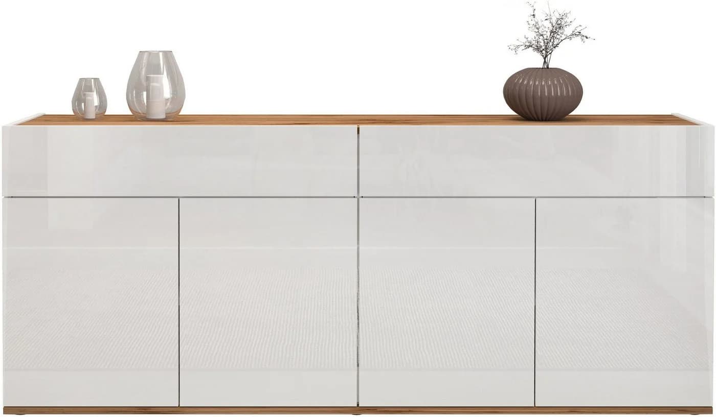 OTTO HOME Sideboard Garda 4 Türen Weiß Hochglanz Eiche wotan - Bild 4
