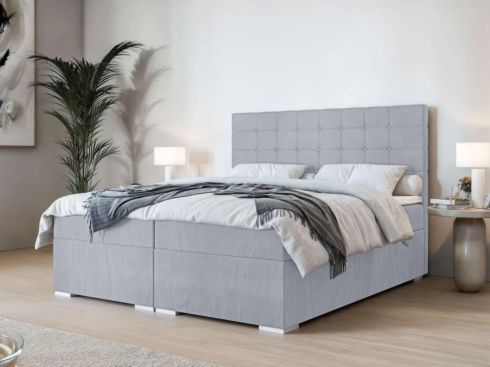 HOME AFFAIRE Semla Polsterbett mit Matratze und Bettkasten Silber