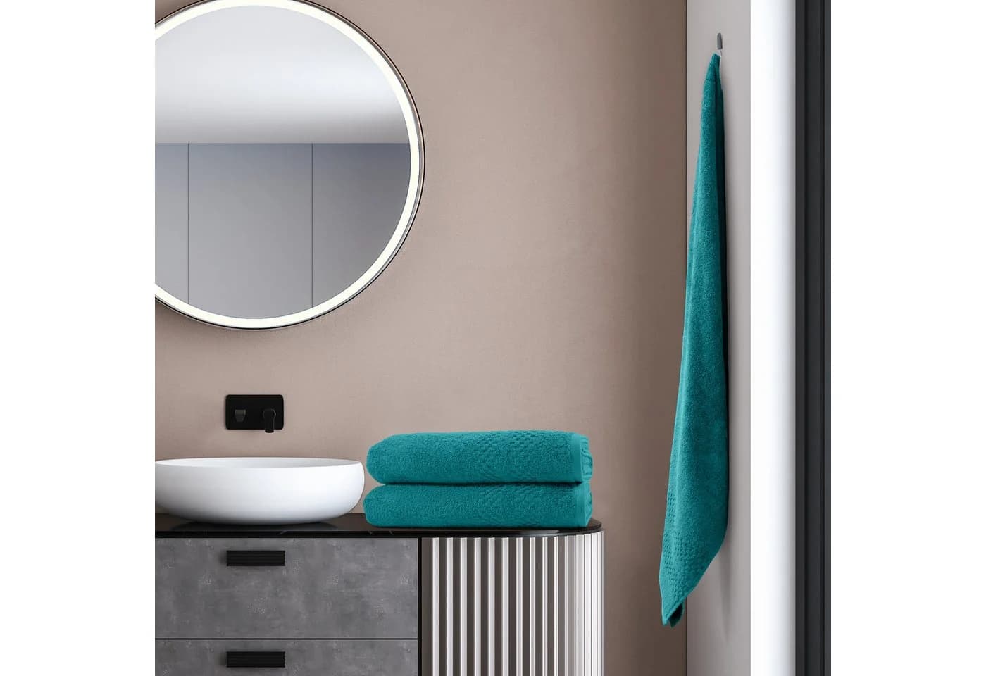 Saunatuch-Set Regona 2-tlg. 80x200cm 100% Baumwolle Petrol