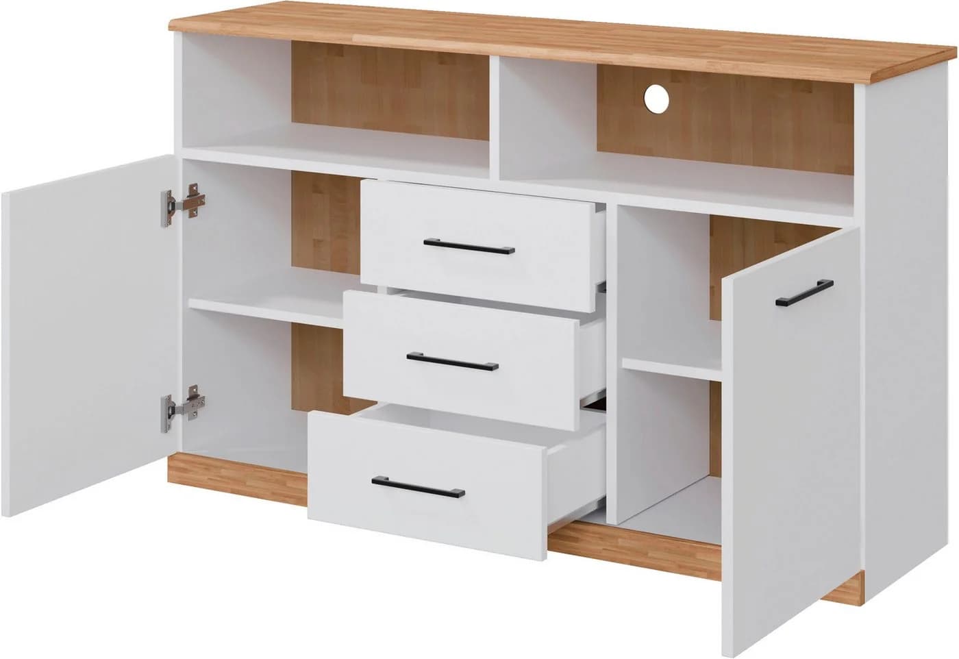 OTTO HOME Sideboard Ribe Weiß Eiche 130cm - Bild 3
