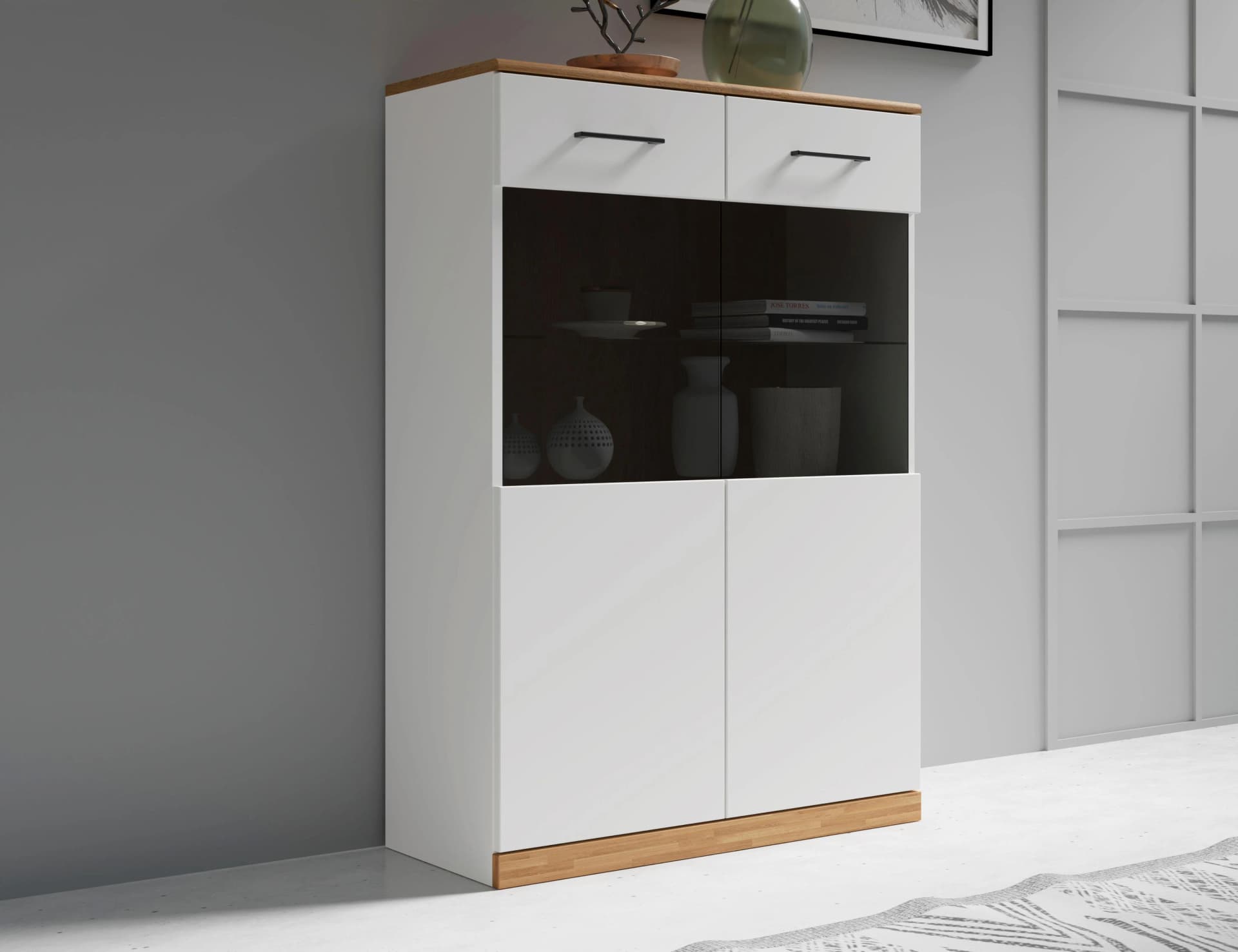 OTTO HOME Vitrine Ribe Weiß Eiche Massivholz Fronten