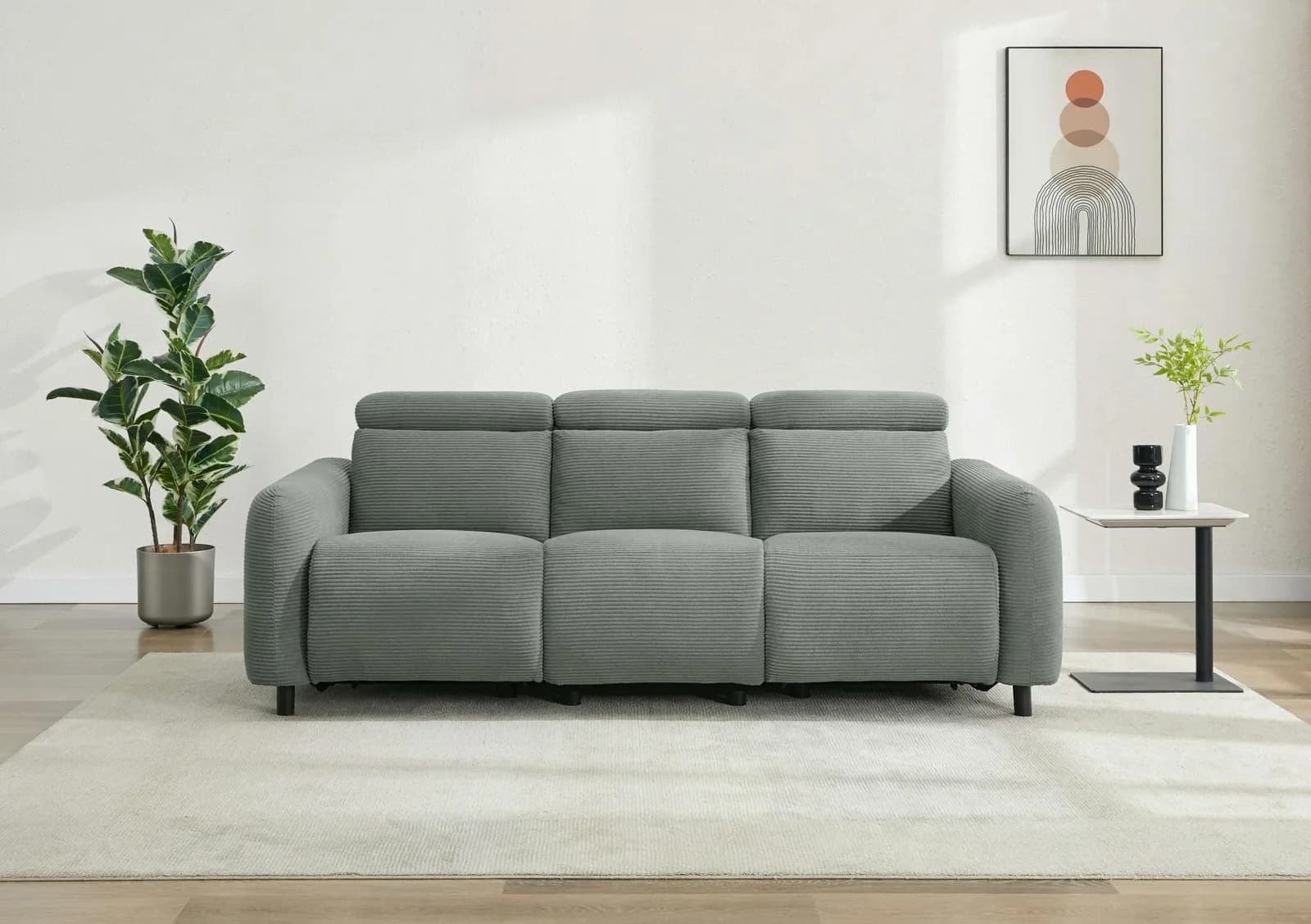 OTTO HOME SKAANE 3-Sitzer Sofa mit elektrischer Relaxfunktion Grau