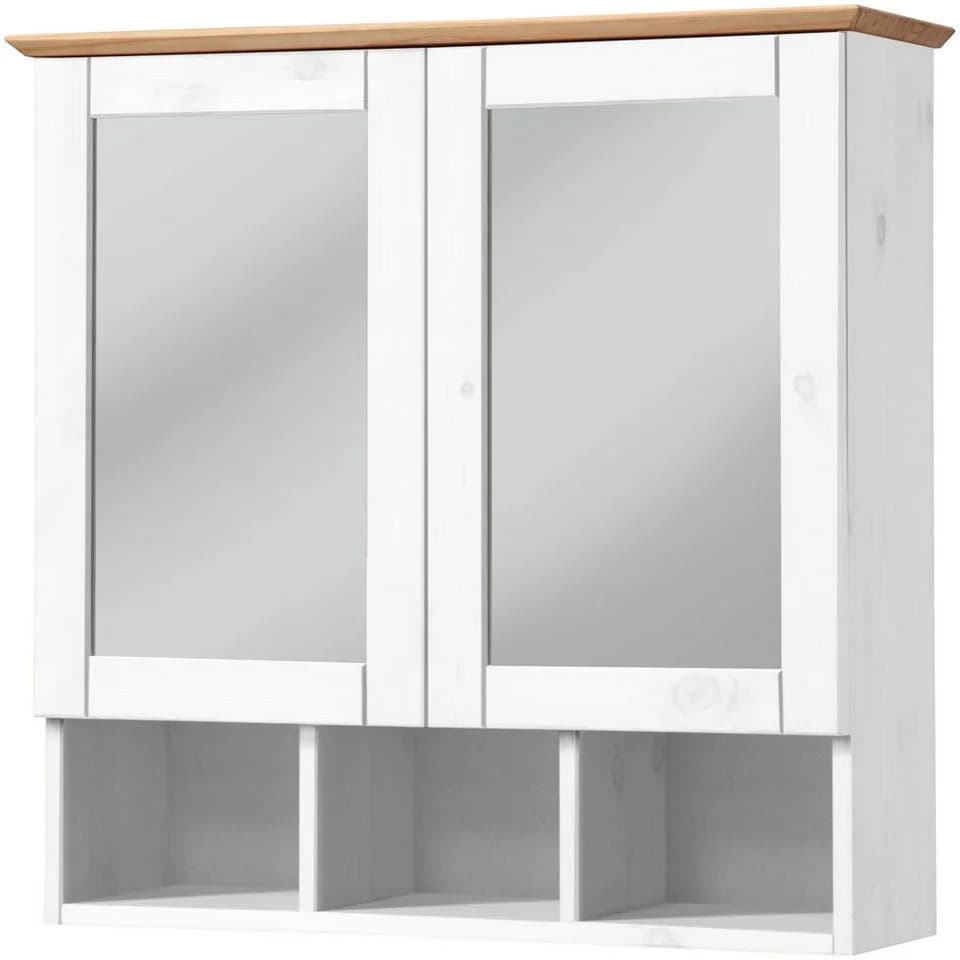WELLTIME Spiegelschrank Landhaus Sylt Weiß Honig Massivholz - Bild 2