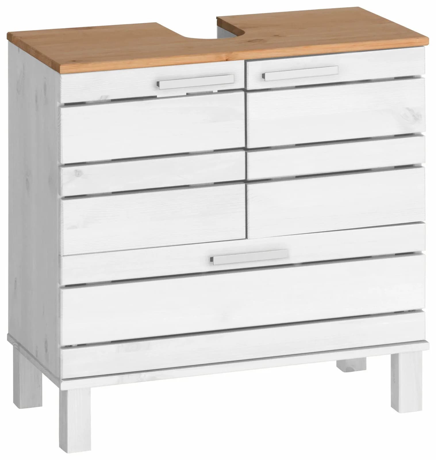 HOME AFFAIRE JOSIE Waschbeckenunterschrank Weiß/Honig Massivholz
