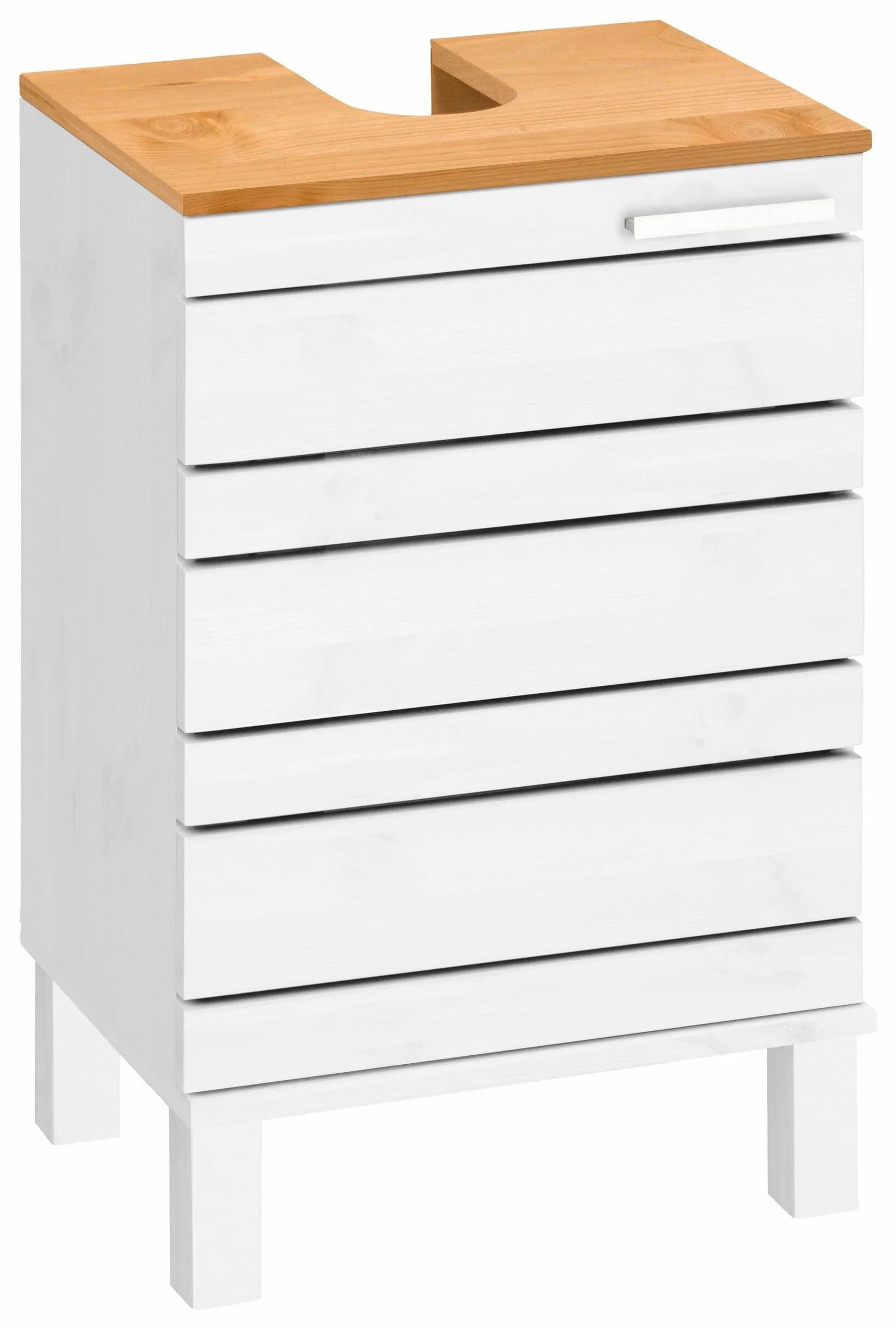 HOME AFFAIRE Josie Waschbeckenunterschrank Weiß/Honig Massivholz