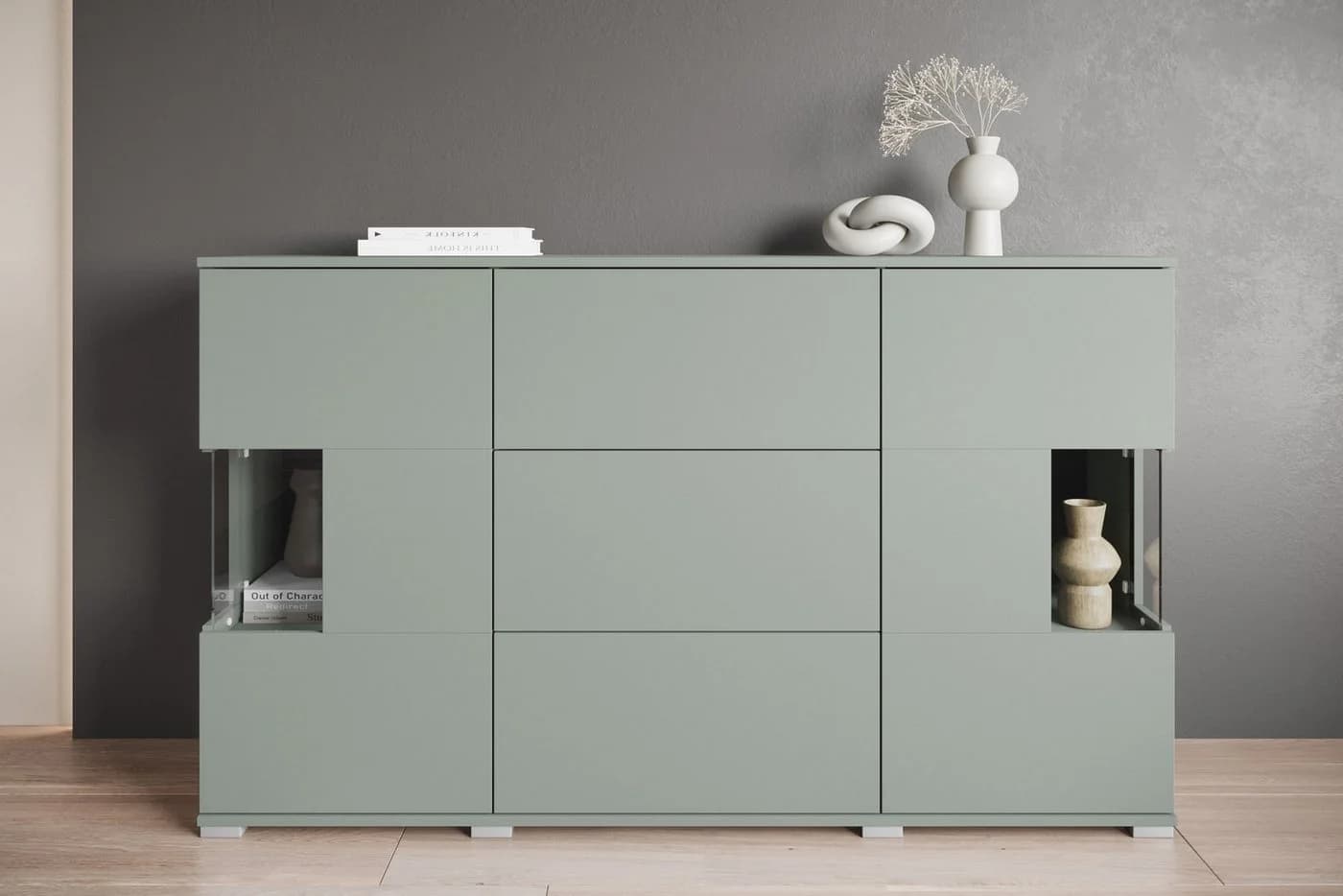 OTTO HOME Sideboard Kenia Salbei mit Schubladen und Glastüren - Bild 5