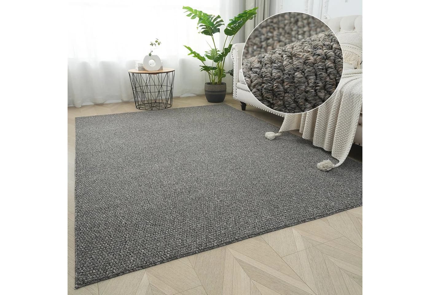 s.Oliver Teppich Lenni Dunkelgrau Uni-Design Kurzflor - Bild 2