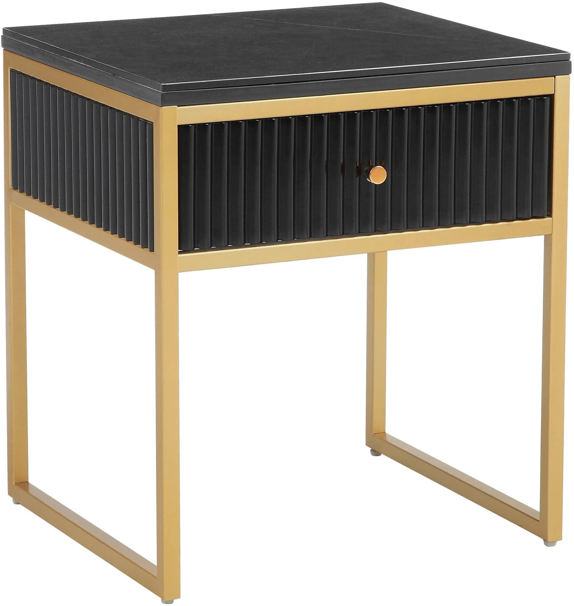 Beistelltisch LEONIQUE Fleuriss Schwarz Gold Keramikplatte