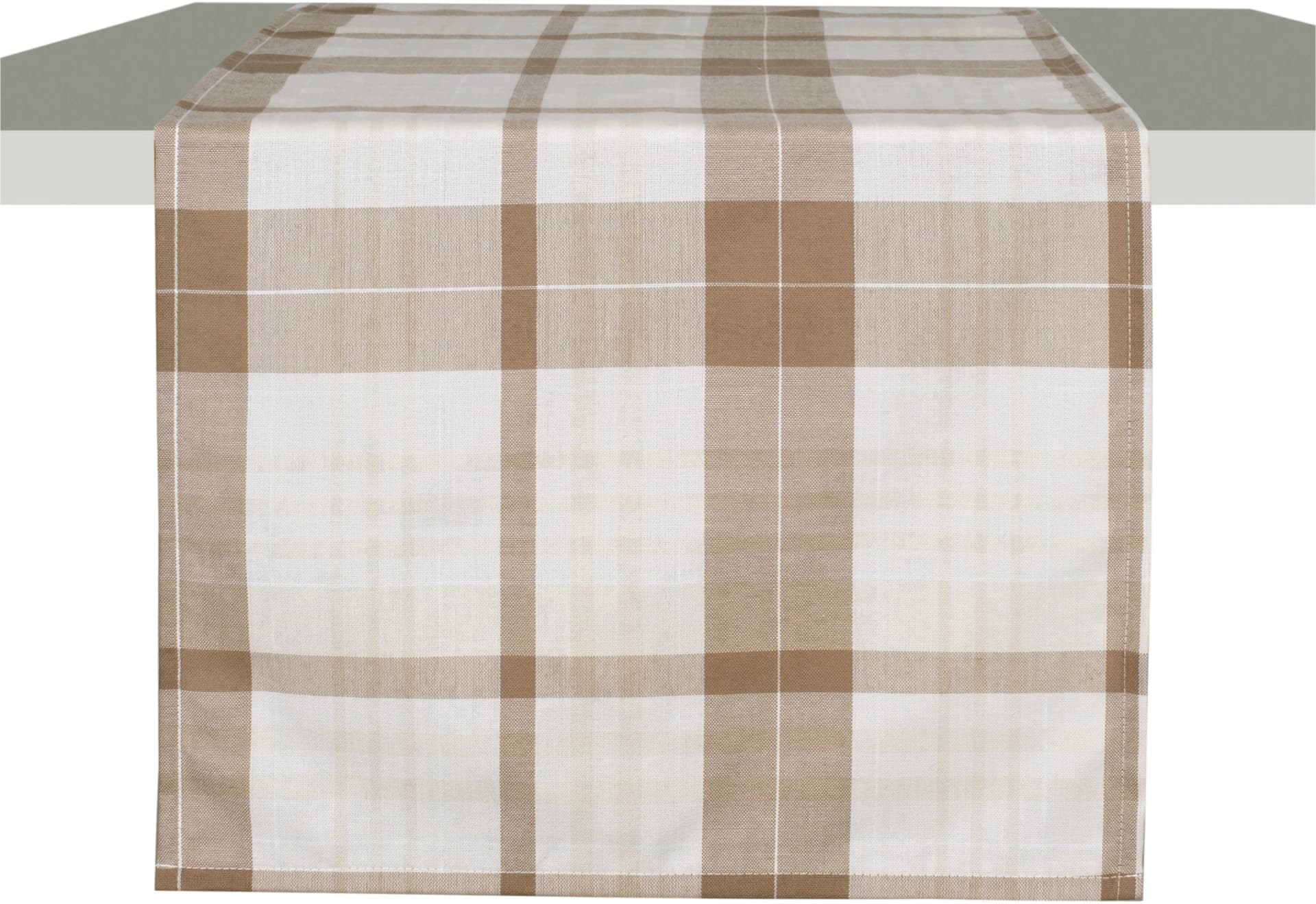 Moderner beige Karo-Tischläufer aus Polyester