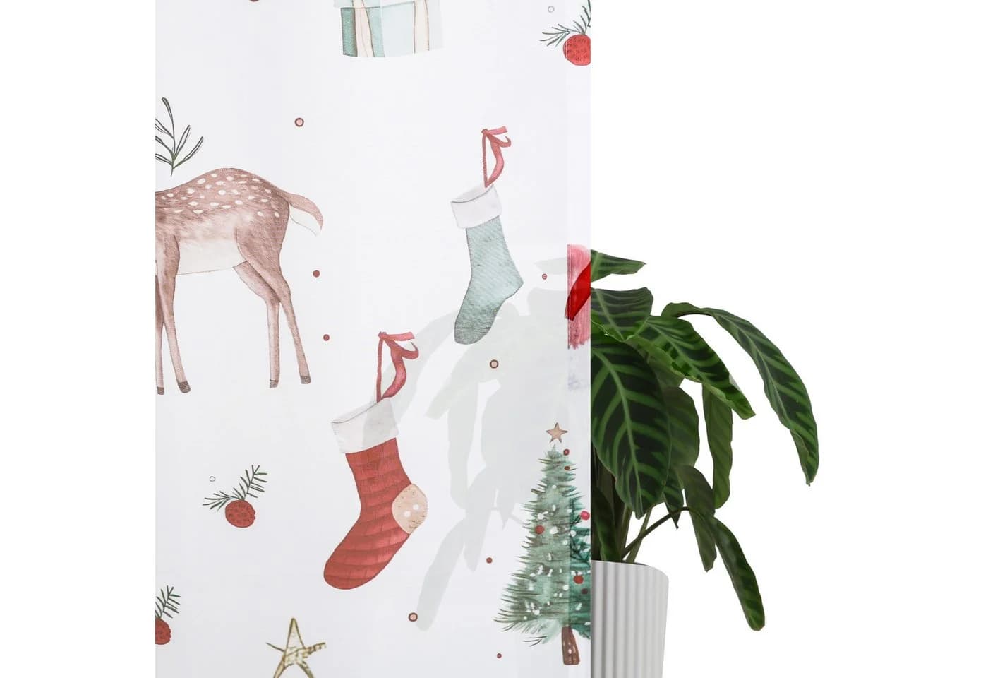 Weihnachtliche Scheibengardine aus Polyester, transparent, bedruckt - Bild 3