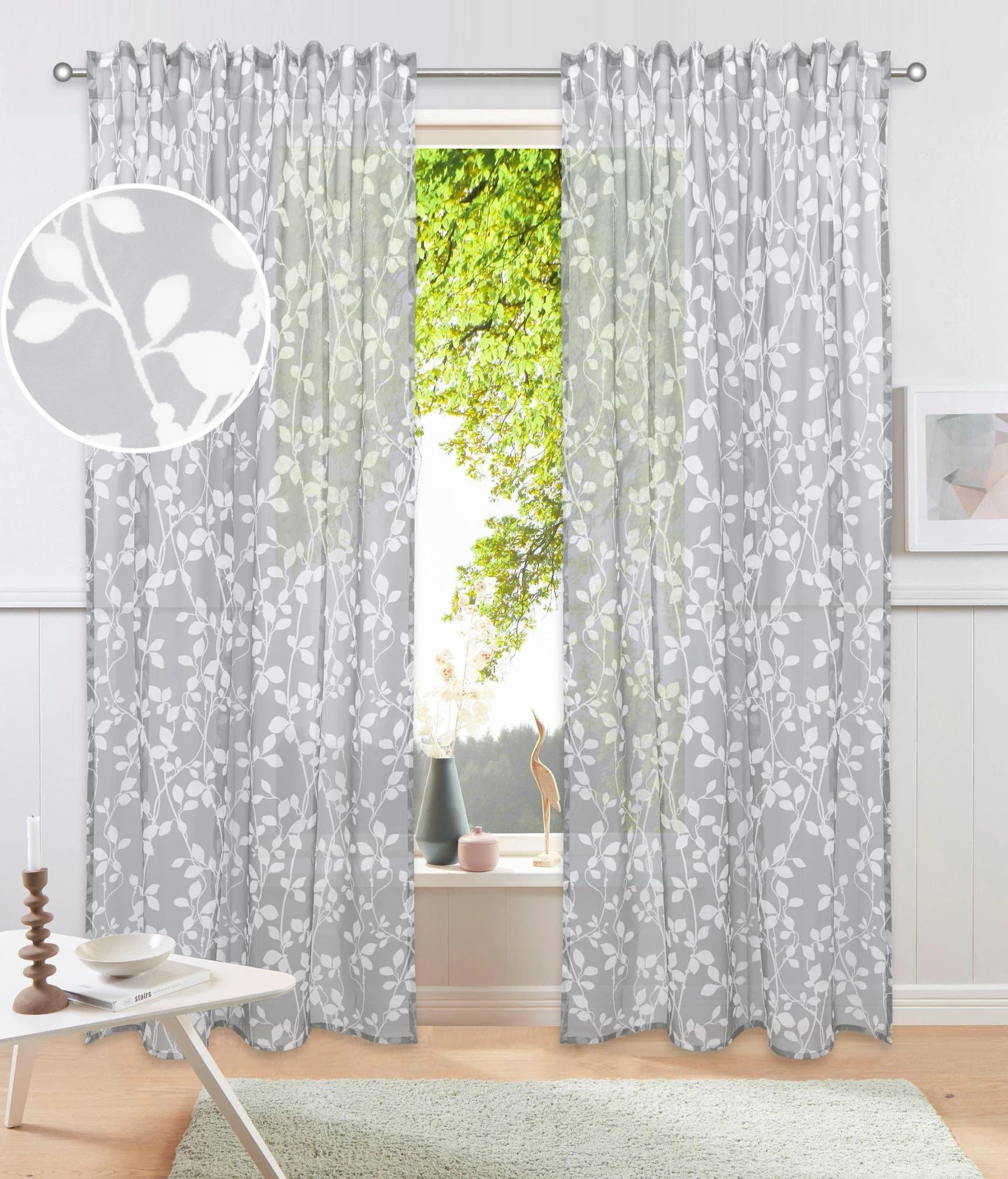 Gardine MY HOME Issoire Gr. 3, Polyester, Gemustert, Halbtransparent