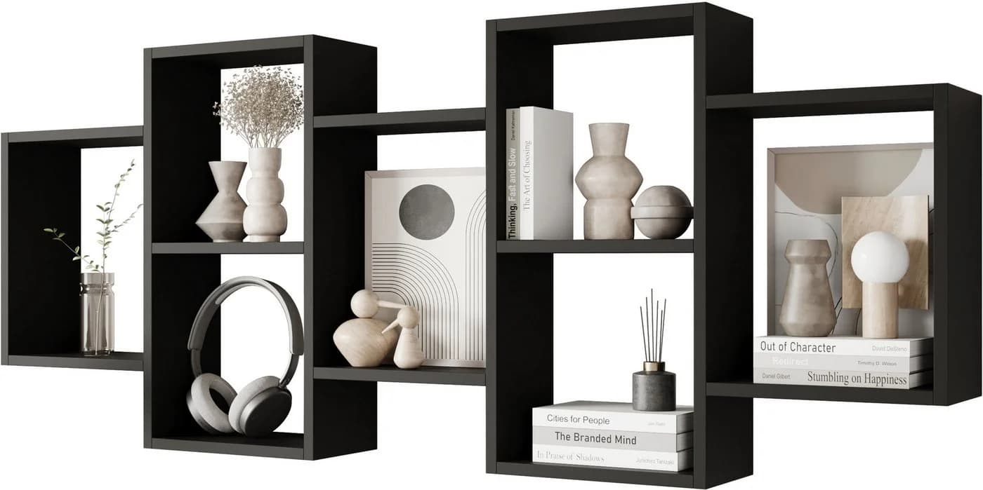HOME AFFAIRE Wandboard Trio Schwarz FSC-Zertifiziert 10 Fächer