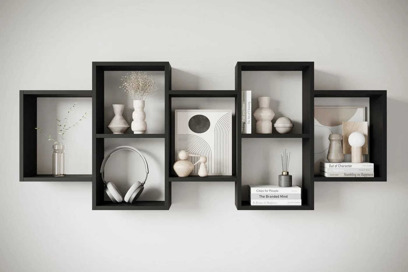 HOME AFFAIRE Wandboard Trio Schwarz FSC-Zertifiziert 10 Fächer - Bild 2