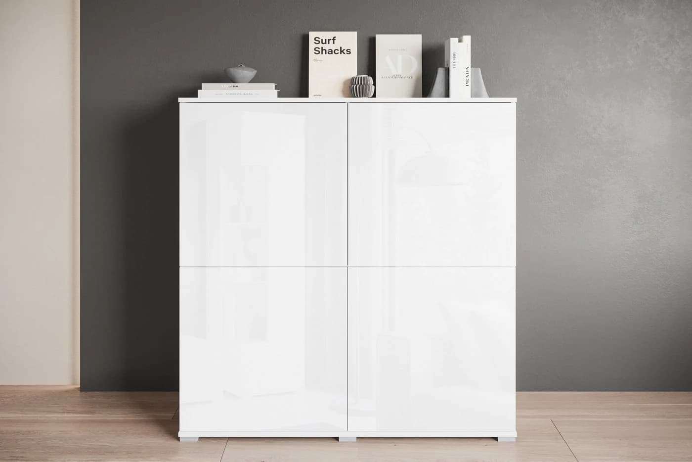 OTTO HOME Highboard Kenia Weiß Hochglanz 4 Türen Push-to-Open - Bild 2