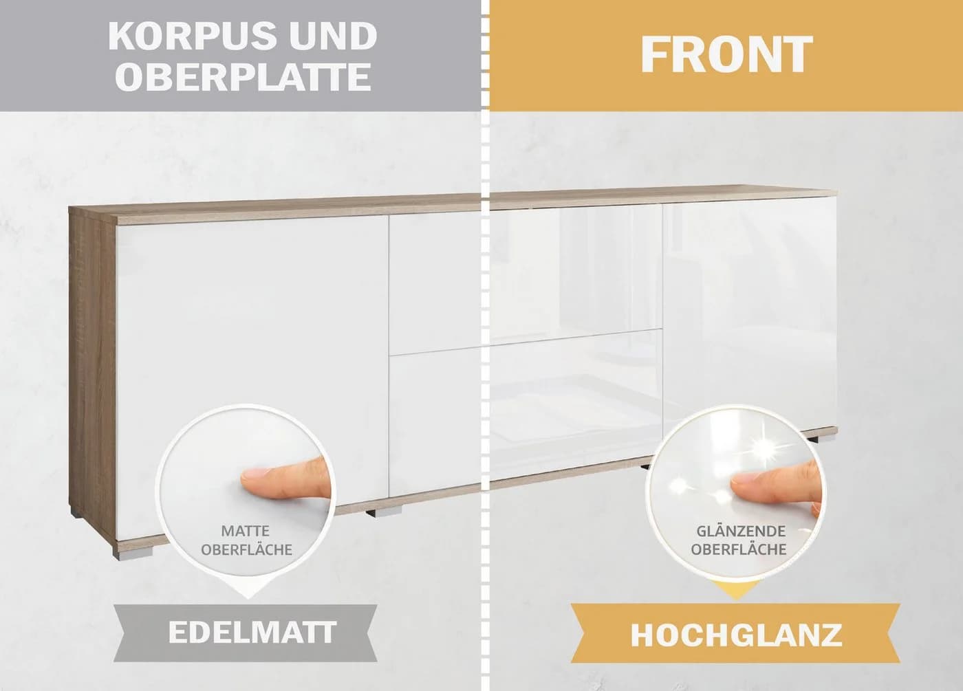 OTTO HOME Wohnwand KENIA Weiß Eiche Sonoma 3-teilig - Bild 5