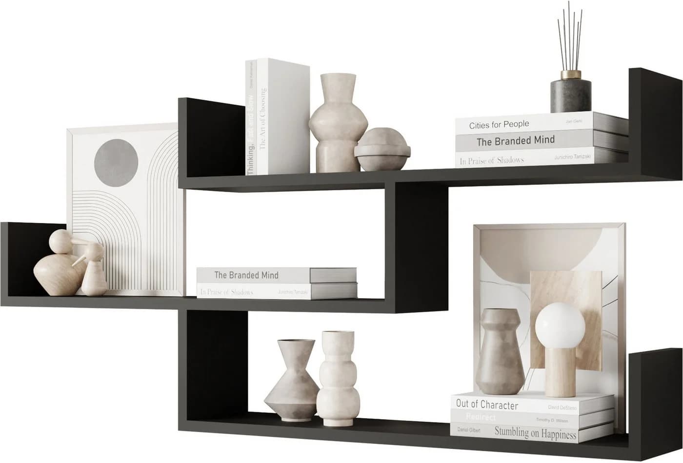 HOME AFFAIRE Wandregal Trio Schwarz Modernes Wandboard