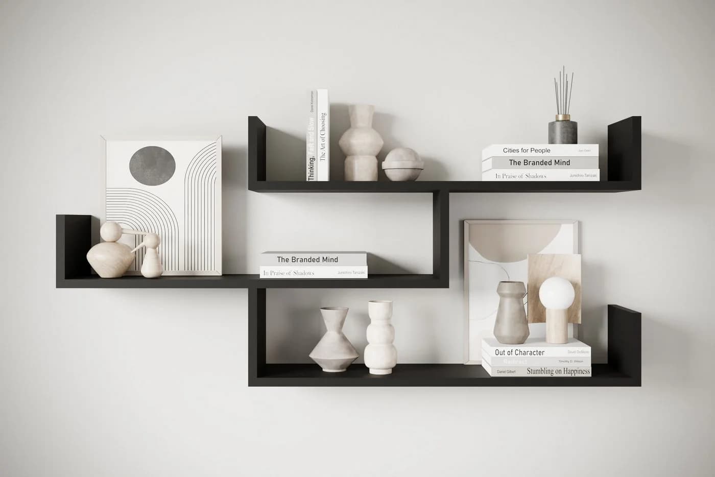 HOME AFFAIRE Wandregal Trio Schwarz Modernes Wandboard - Bild 2