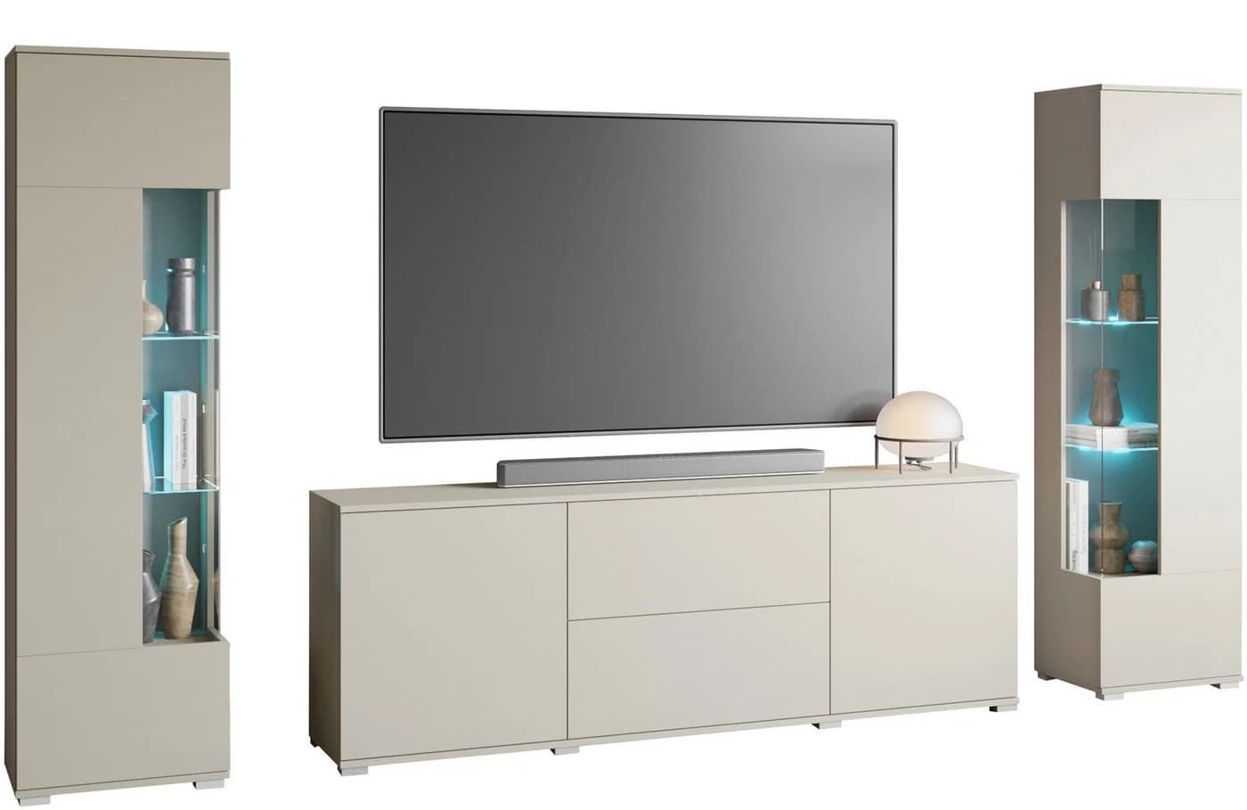 OTTO HOME Wohnwand KENIA Braun Kaschmir Set mit Vitrinen