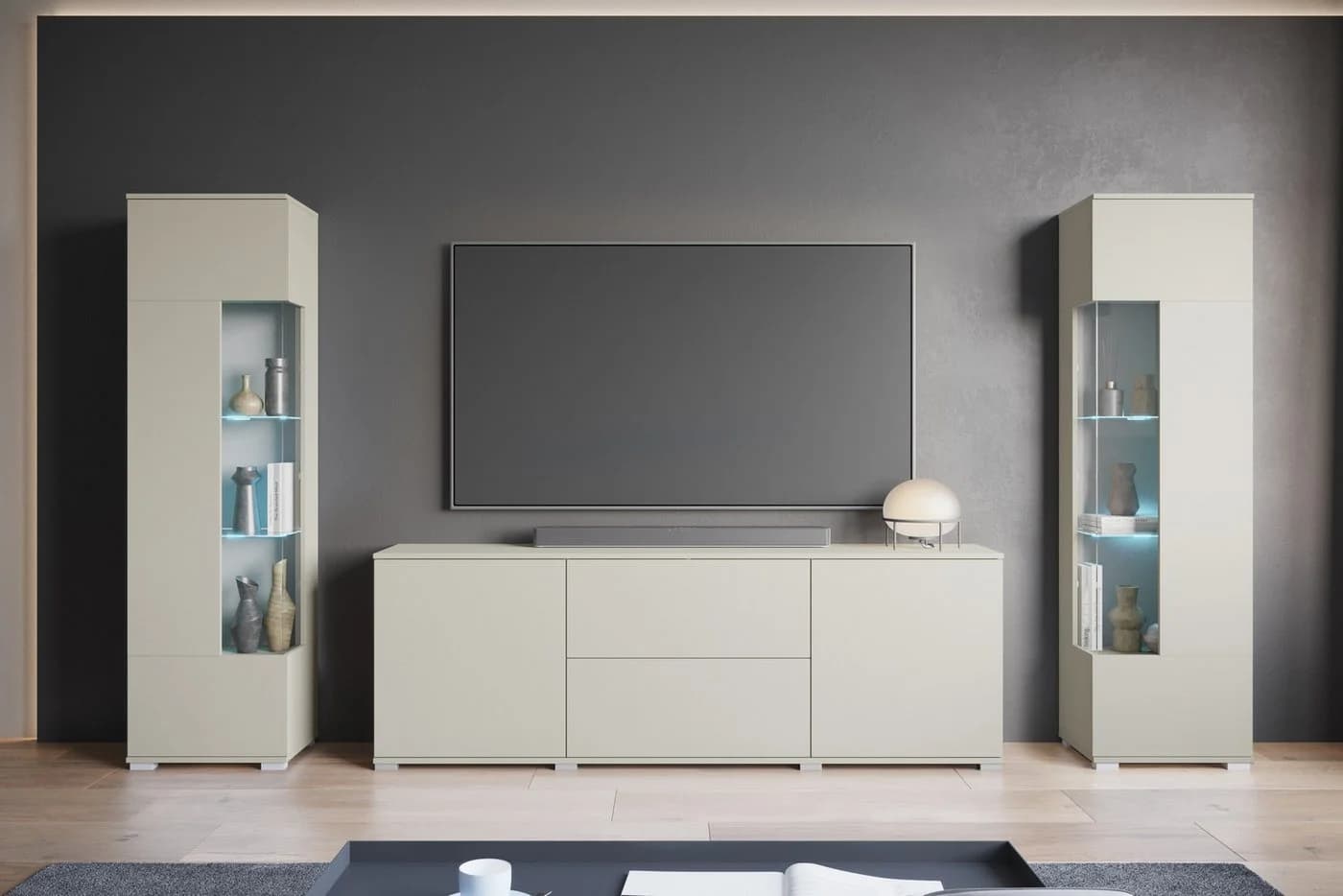 OTTO HOME Wohnwand KENIA Braun Kaschmir Set mit Vitrinen - Bild 2