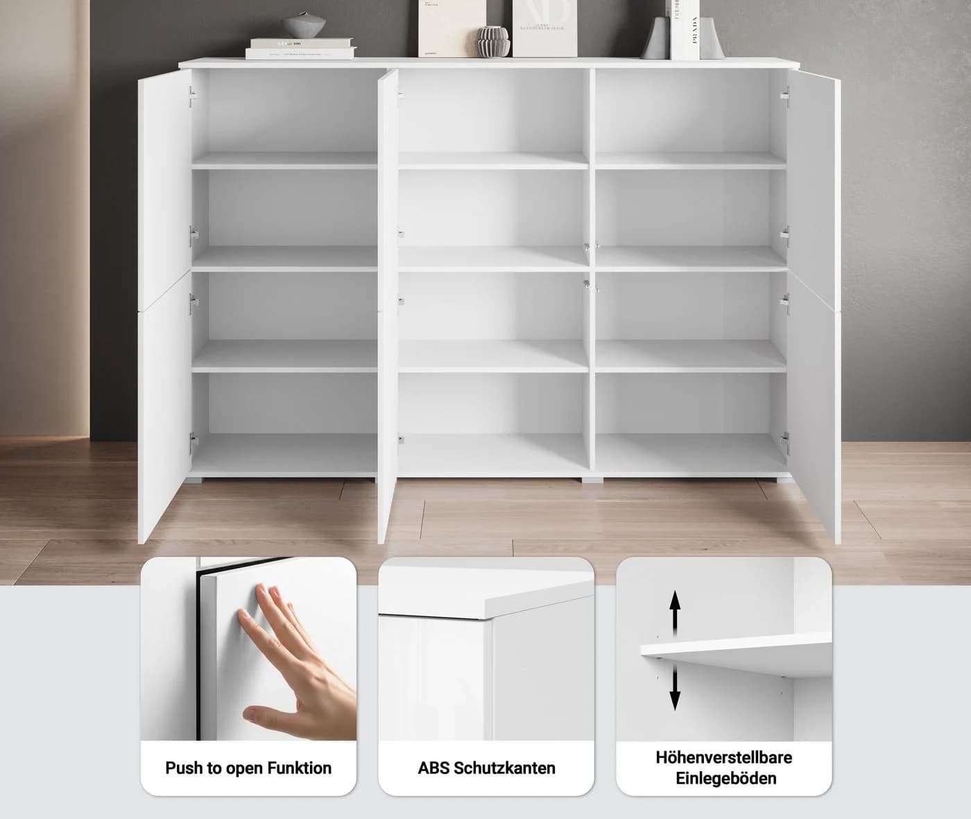 OTTO HOME Highboard Kenia 180 cm Salbei Push-to-Open Modern - Bild 3
