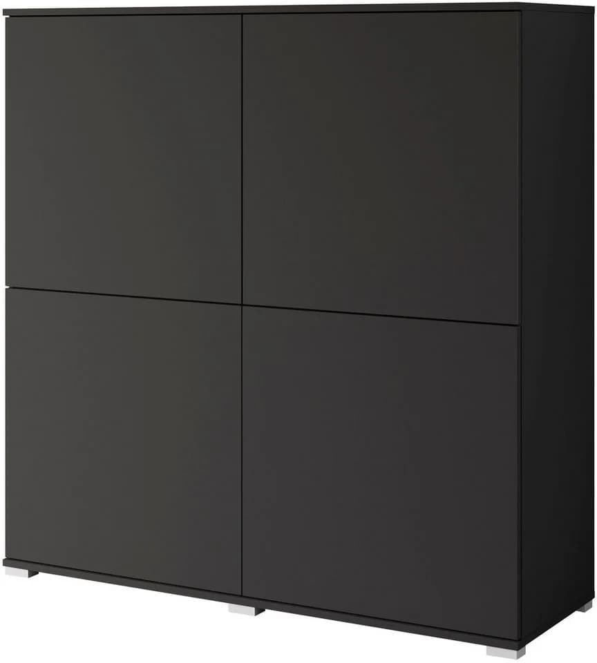OTTO HOME Highboard Kenia 4 Türen Schwarz Modern Push-to-Open