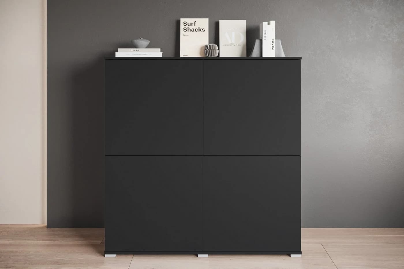 OTTO HOME Highboard Kenia 4 Türen Schwarz Modern Push-to-Open - Bild 2