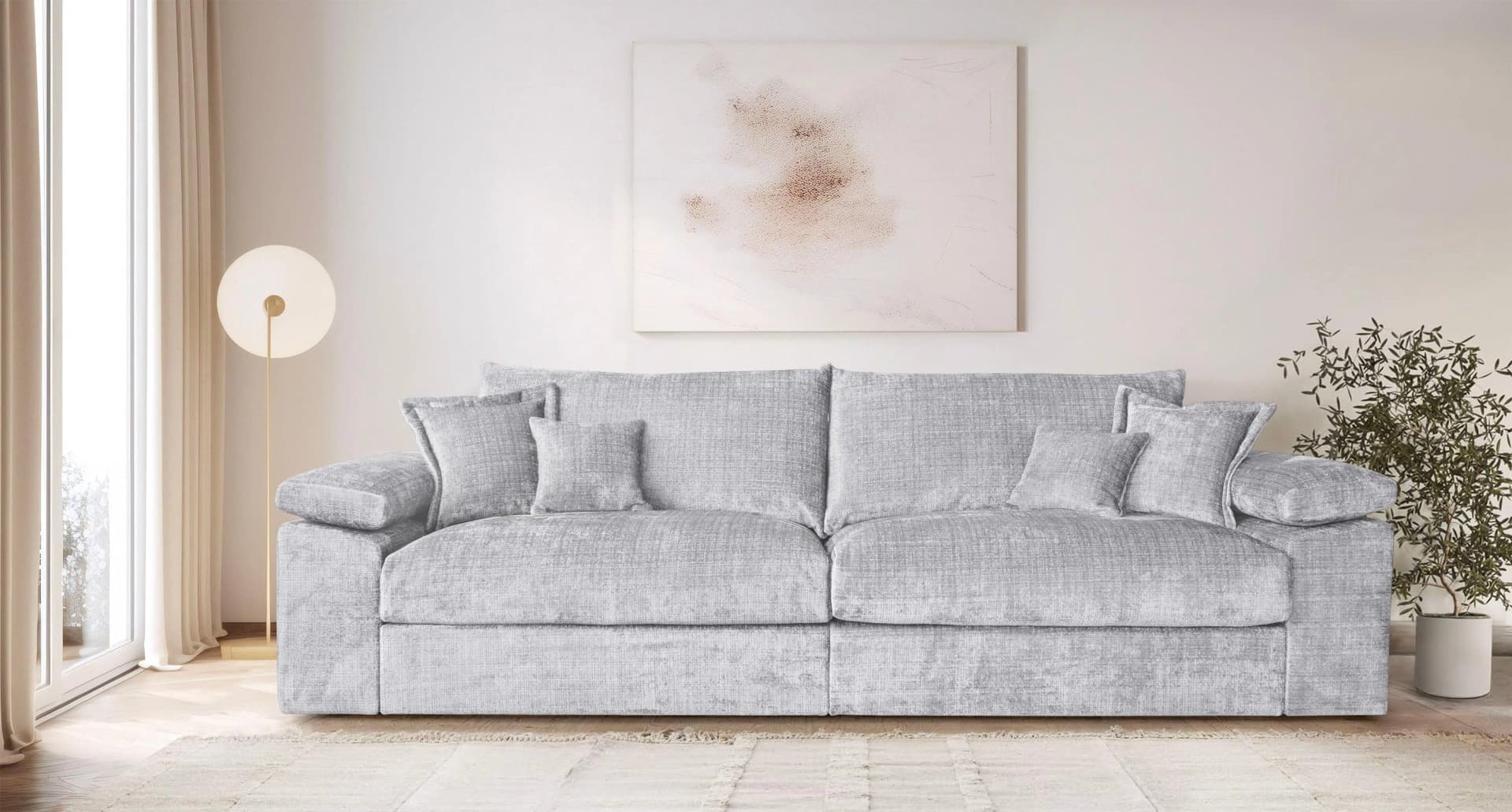 HOME AFFAIRE Big-Sofa Soft&Cosy XXL Hellgrau Chenille