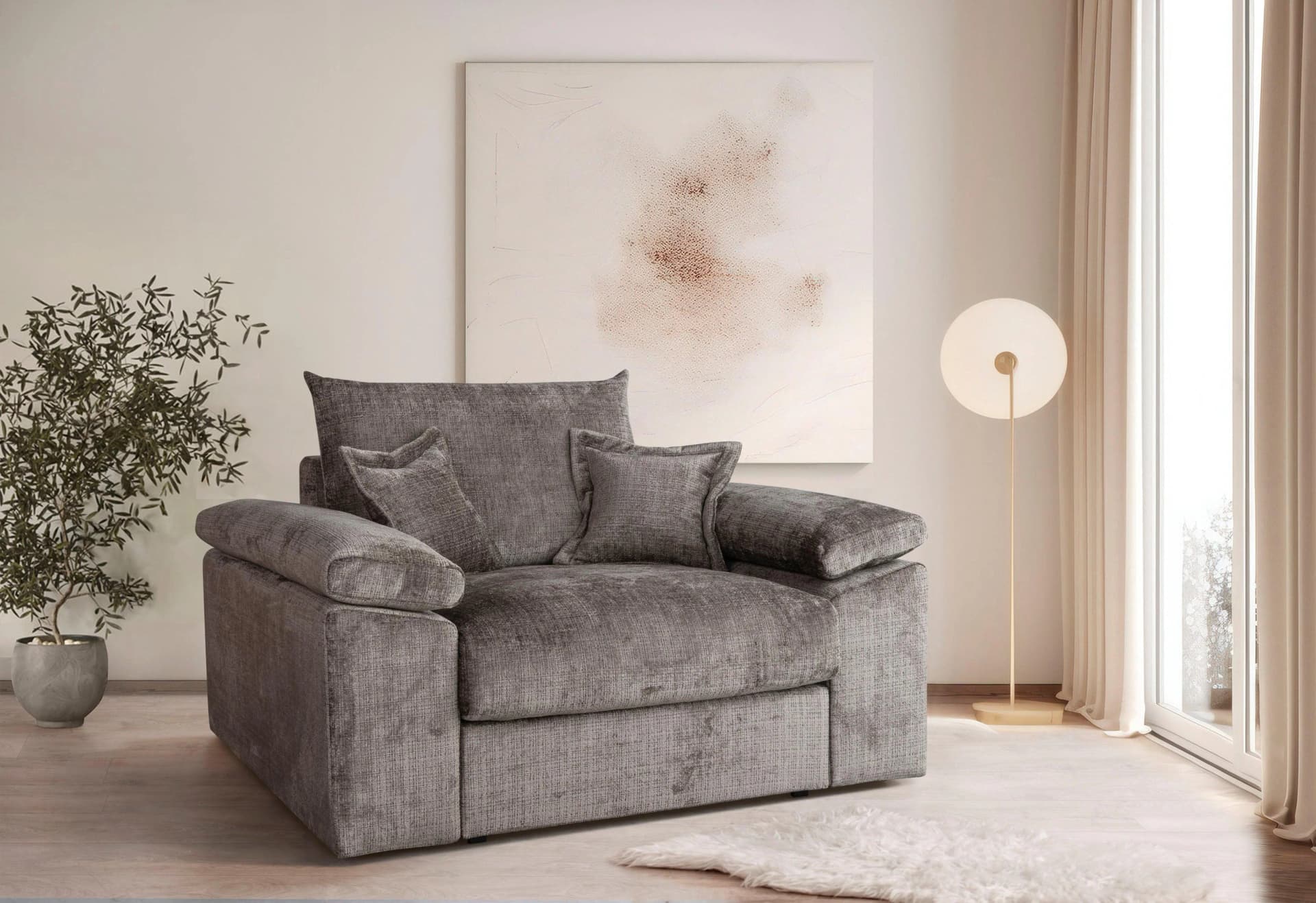 XXL-Sessel Landhausstil - Beige Polyester