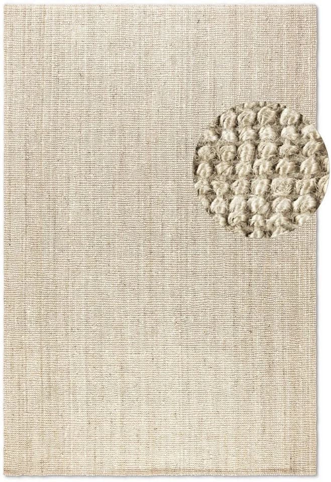 HANSE HOME Jaipur Jute-Teppich Skandi-Design Naturweiß
