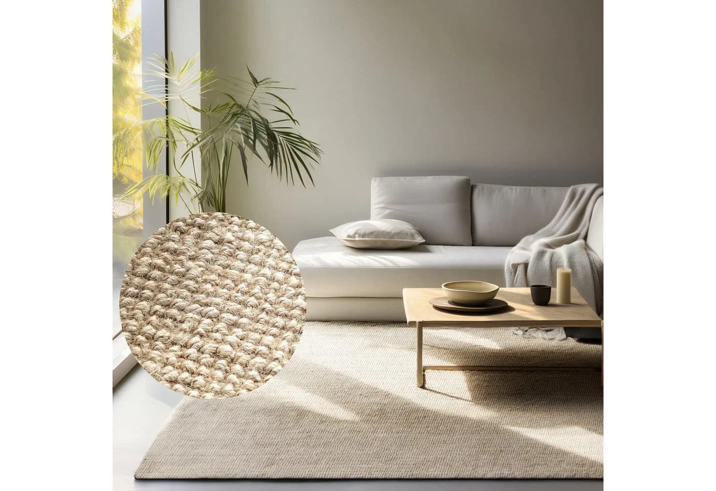 HANSE HOME Jaipur Jute-Teppich Skandi-Design Naturweiß - Bild 2