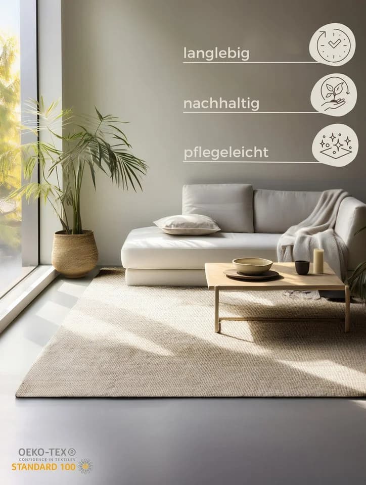 HANSE HOME Jaipur Jute-Teppich Skandi-Design Naturweiß - Bild 3