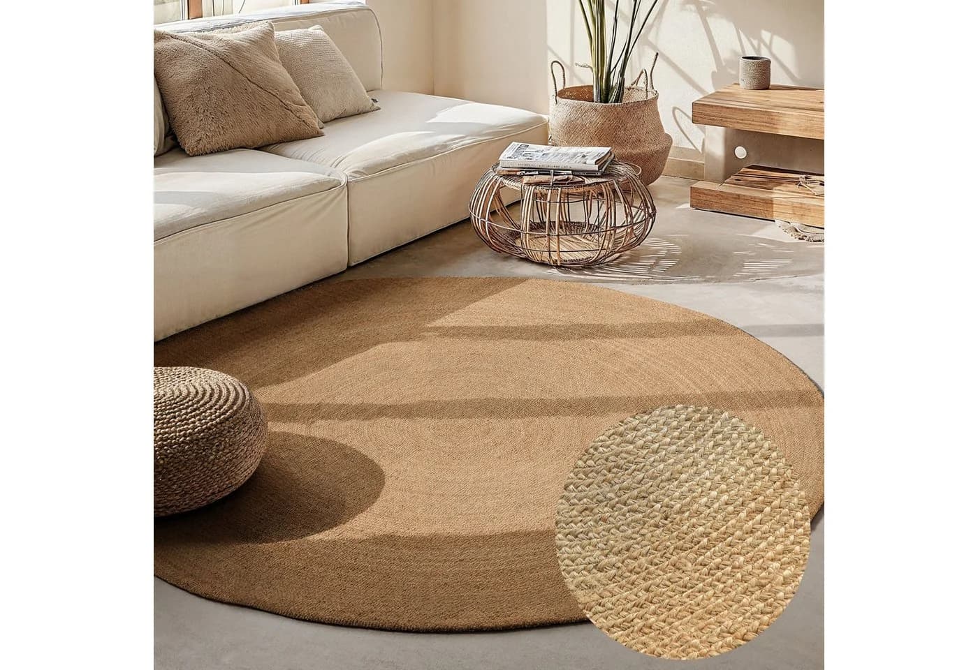 HANSE Home Teppich Rangpur Jute 10mm Handgewebt Beige - Bild 2