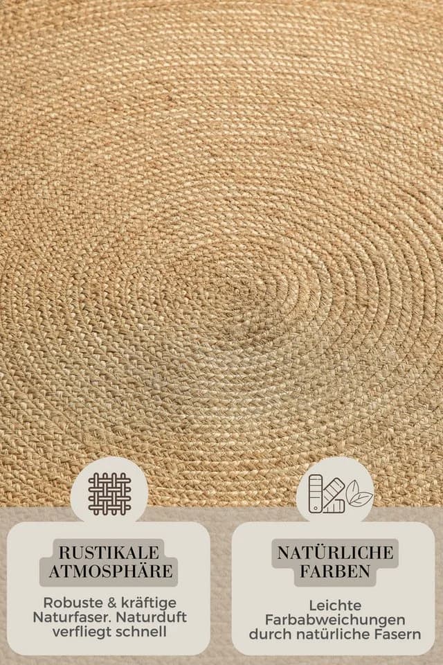 HANSE Home Teppich Rangpur Jute 10mm Handgewebt Beige - Bild 3