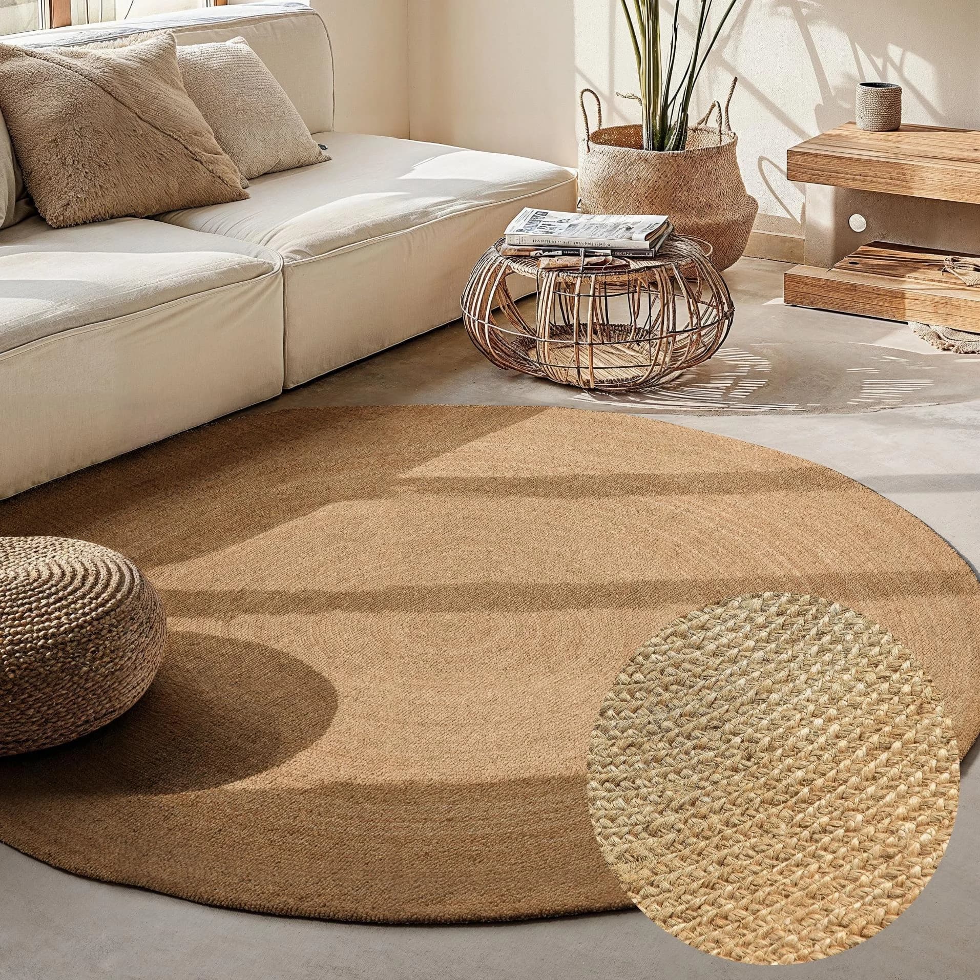 Hanse Home Juteteppich Rangpur Gold Rund 200cm