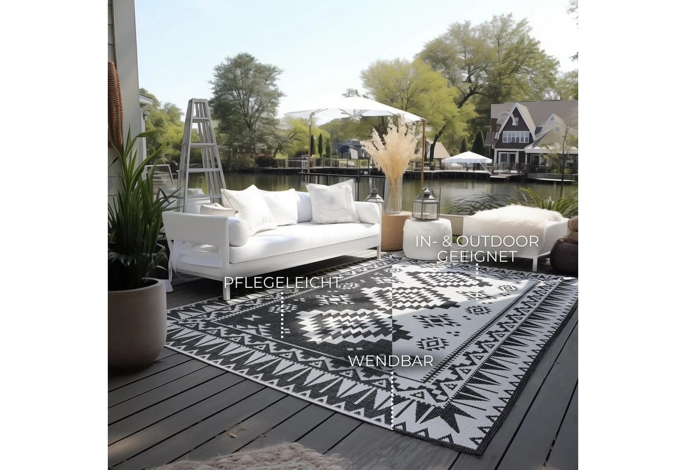 ELLE DECORATION Teppich Dynamic Wendeteppich Schwarz Modern In- & Outdoor - Bild 3