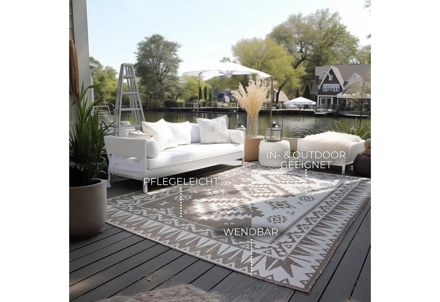 ELLE DECORATION Wendeteppich Dynamic Beige Polypropylen - Bild 3