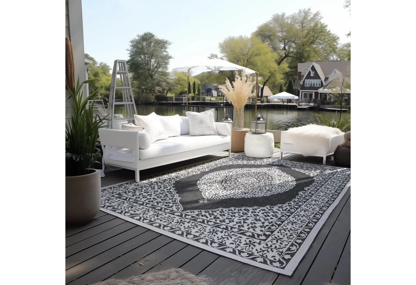 ELLE DECORATION Meekly Wendeteppich Schwarz In- & Outdoor - Bild 2