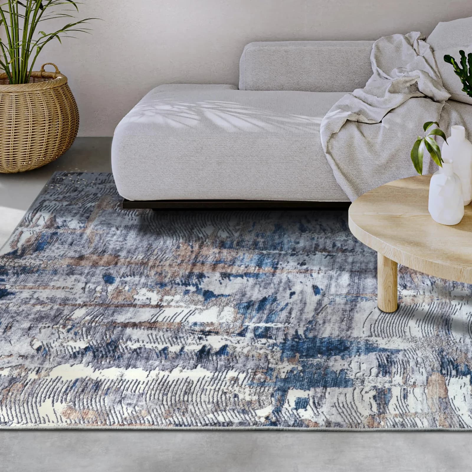 Teppich ELLE DECORATION Malard Dunkelblau Kurzflor Modern Vintage