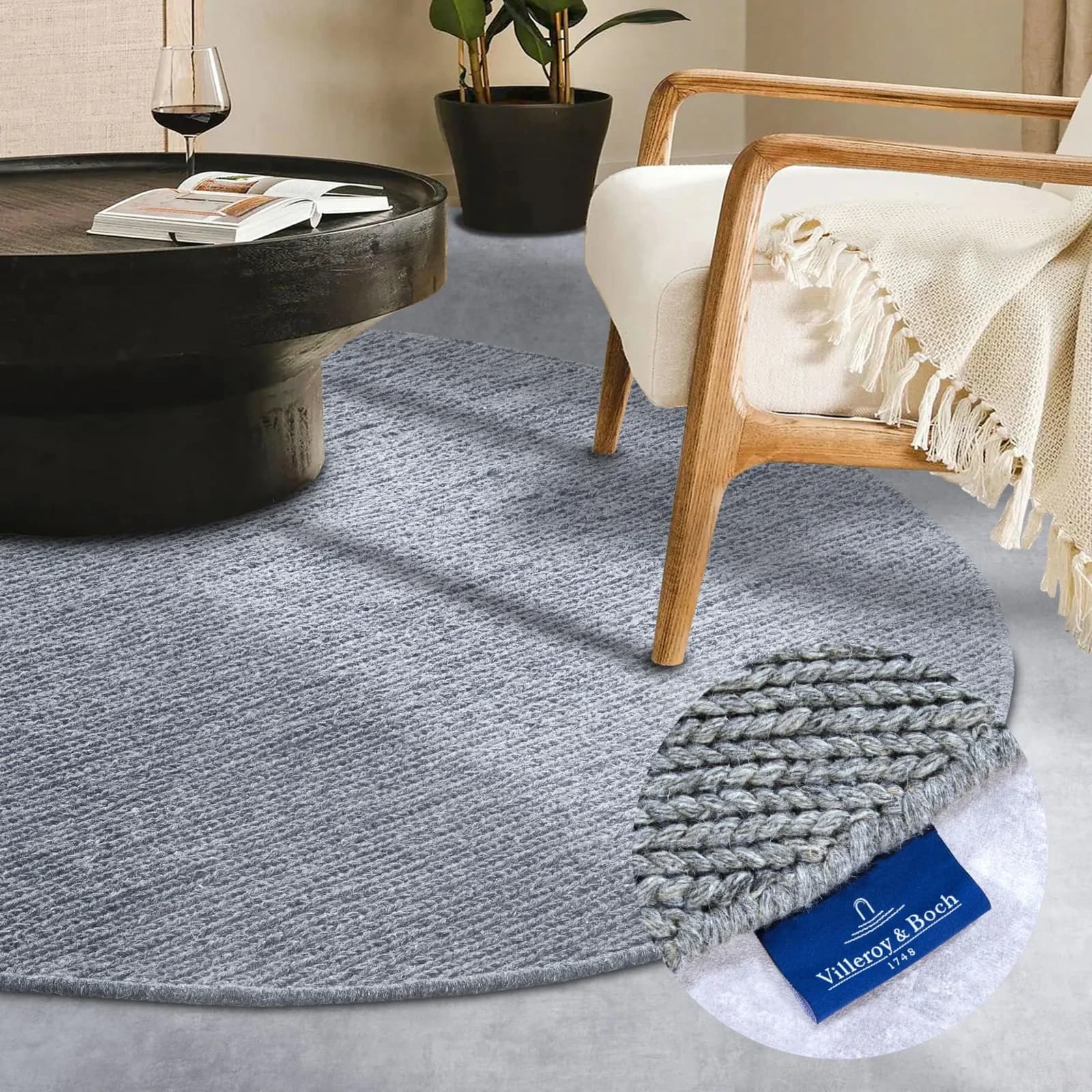 Villeroy & Boch Wollteppich Francois Silber Handgewebt