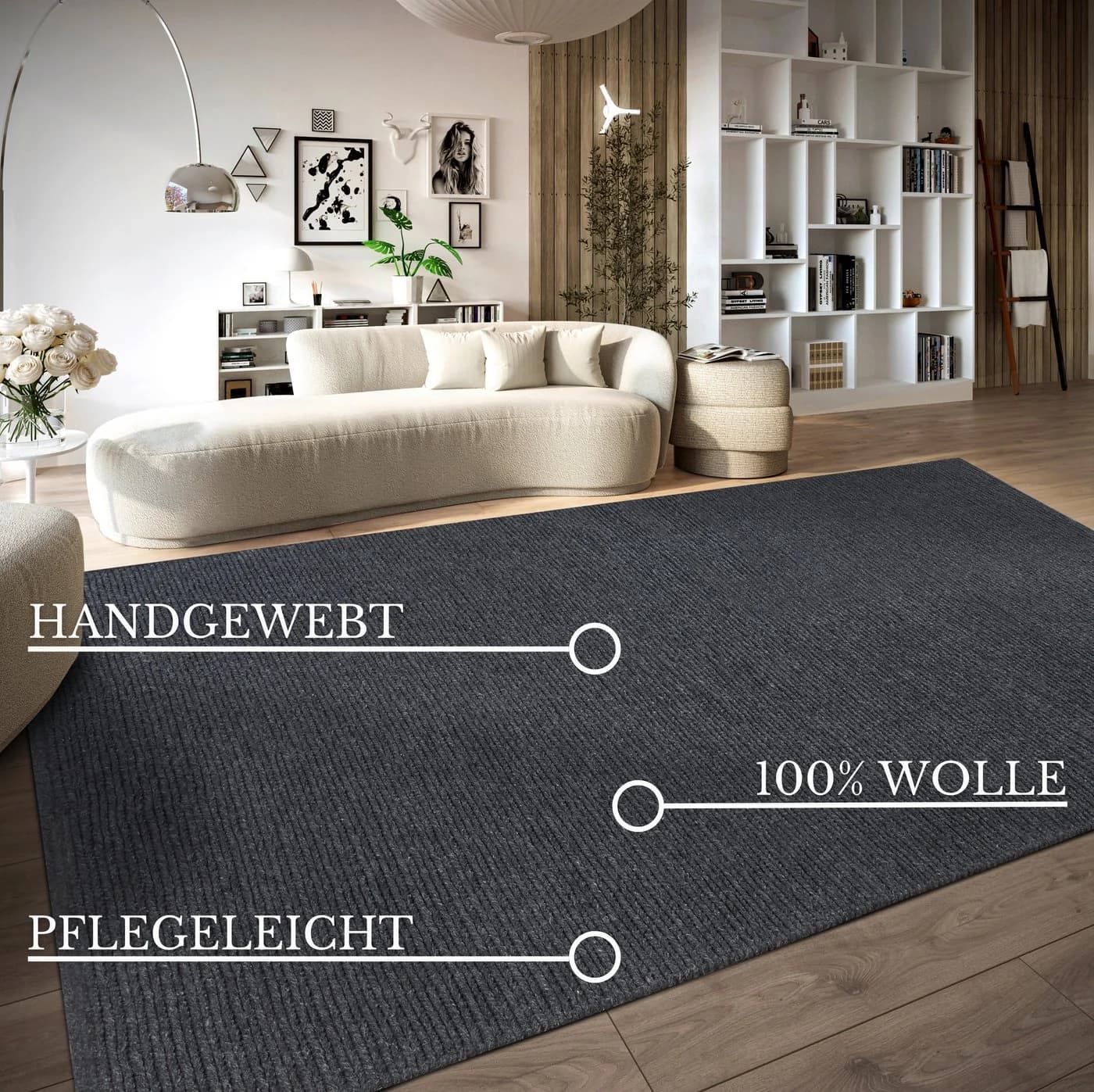 Villeroy & Boch Wollteppich Francois Anthrazit Handgewebt - Bild 3