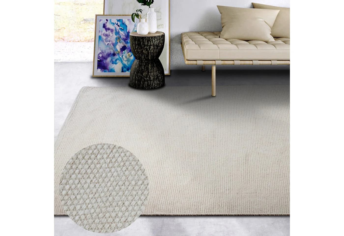 ELLE DECORATION Wollteppich Pradesh Naturweiß Handgewebt Skandi - Bild 2