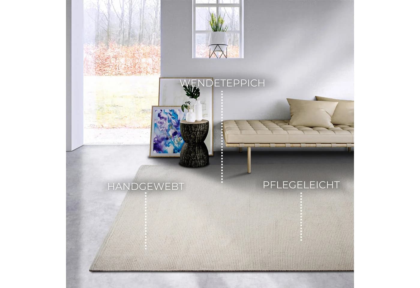 ELLE DECORATION Wollteppich Pradesh Naturweiß Handgewebt Skandi - Bild 3