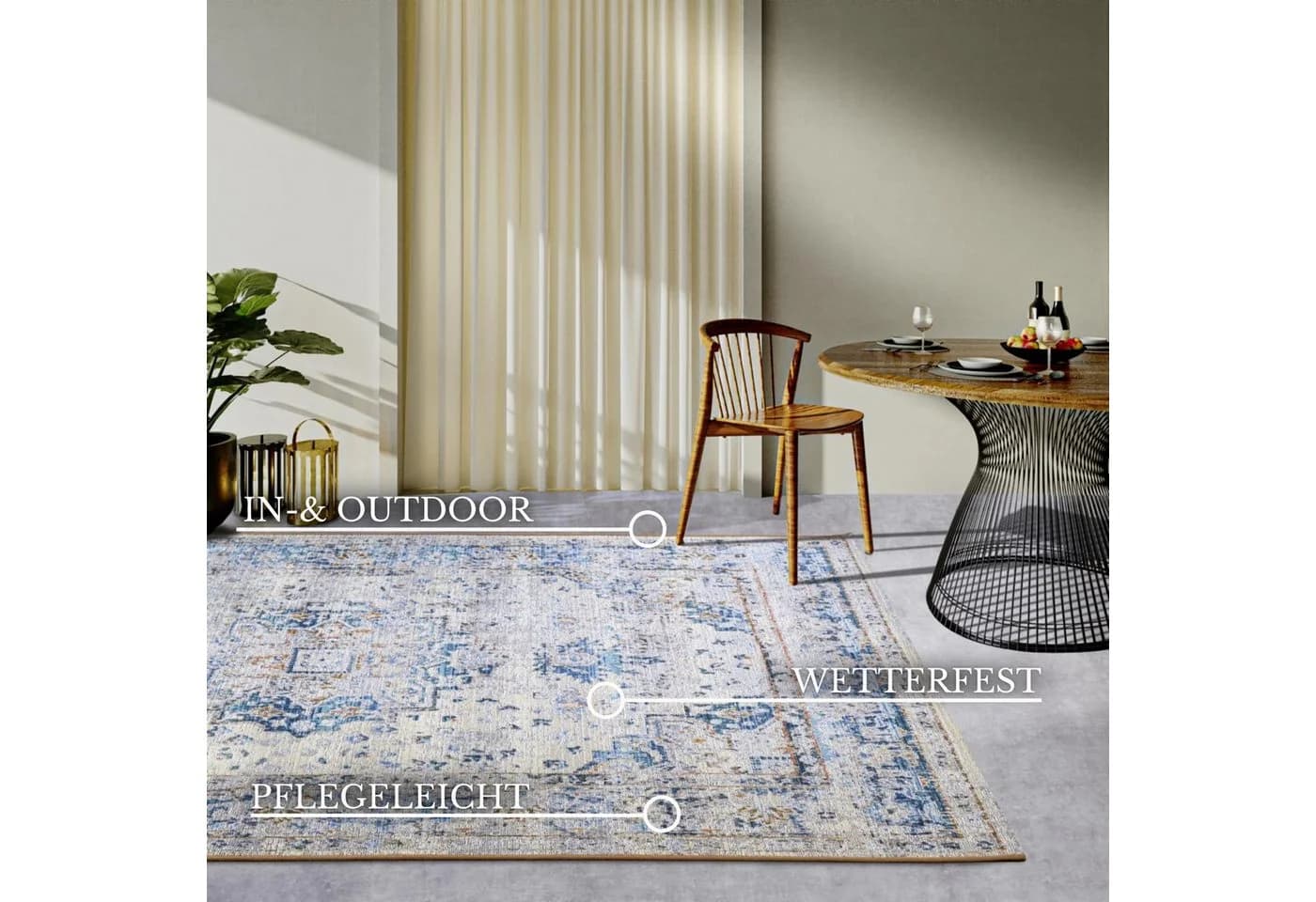 Villeroy & Boch Outdoorteppich Rene Blau Creme Polyester Polypropylen - Bild 3