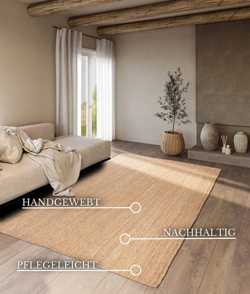 Villeroy & Boch Rosalie Juteteppich Naturgold 200x290cm - Bild 4