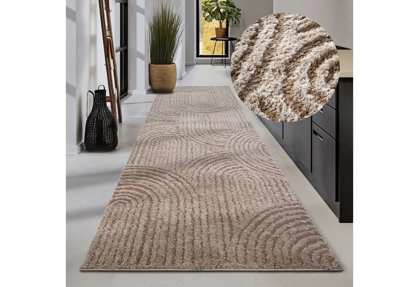 ELLE DECORATION Designteppich Chappe Beige Shaggy Hochflor - Bild 2
