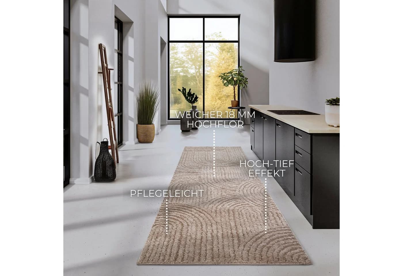 ELLE DECORATION Designteppich Chappe Beige Shaggy Hochflor - Bild 3