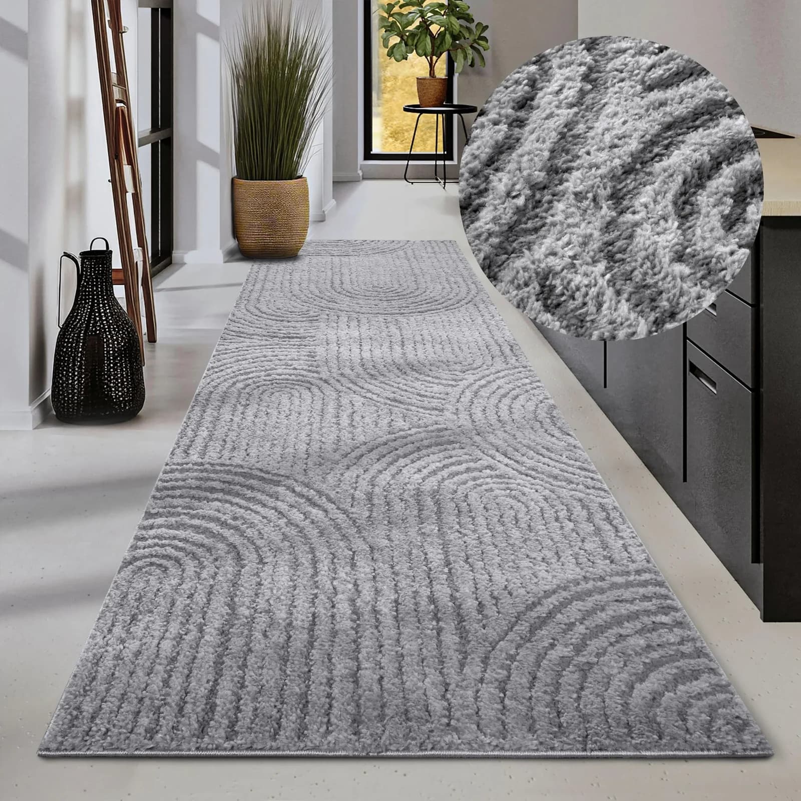 ELLE DECORATION Designteppich Chappe Grau Hochflor Läufer