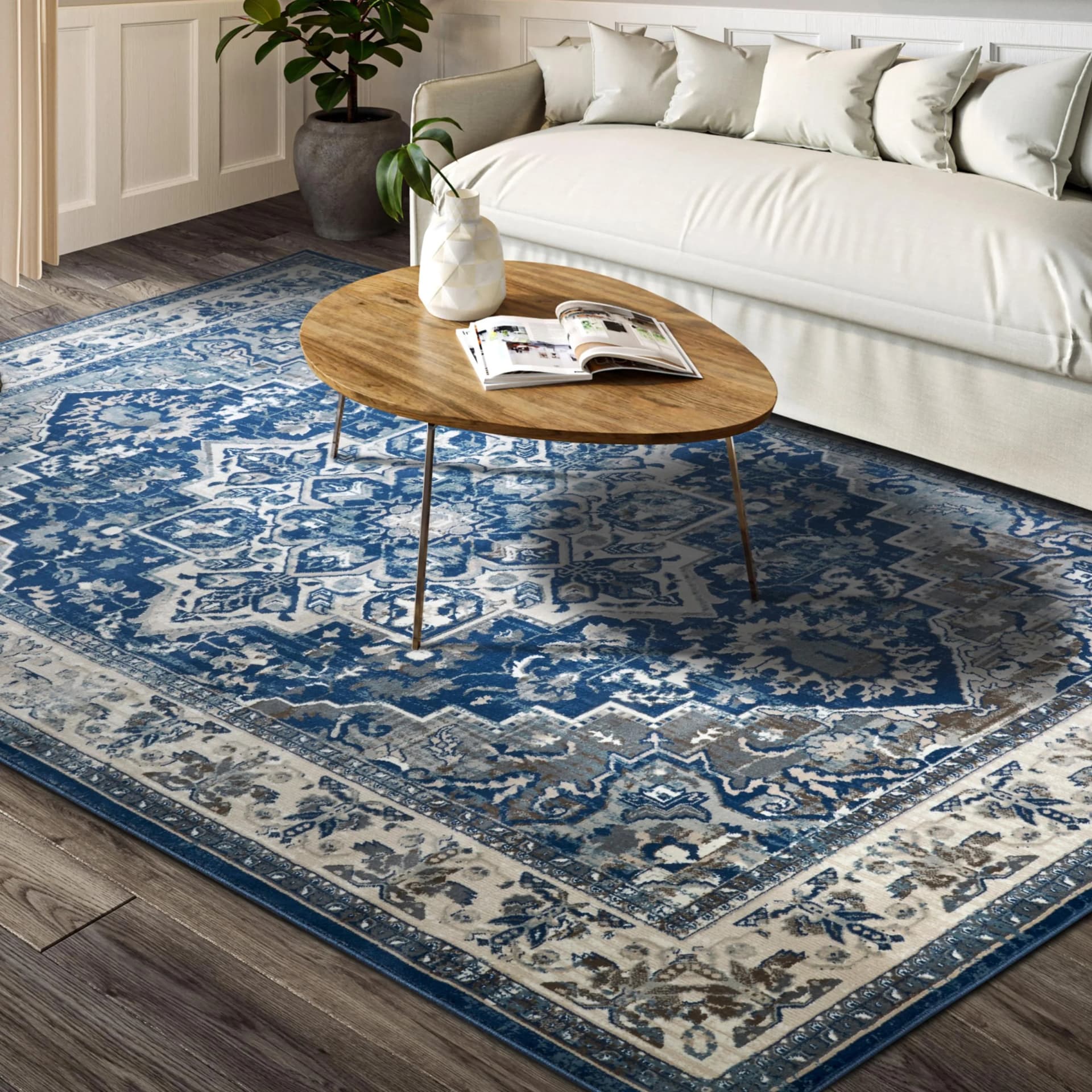 Villeroy & Boch Jehanne Teppich Blau Creme Orientalisch Kurzflor